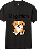 Pixel Art Dog Mom Graphic Tee, 8-Bit Style Unisex T-Shirt for Dog Lovers Unisex