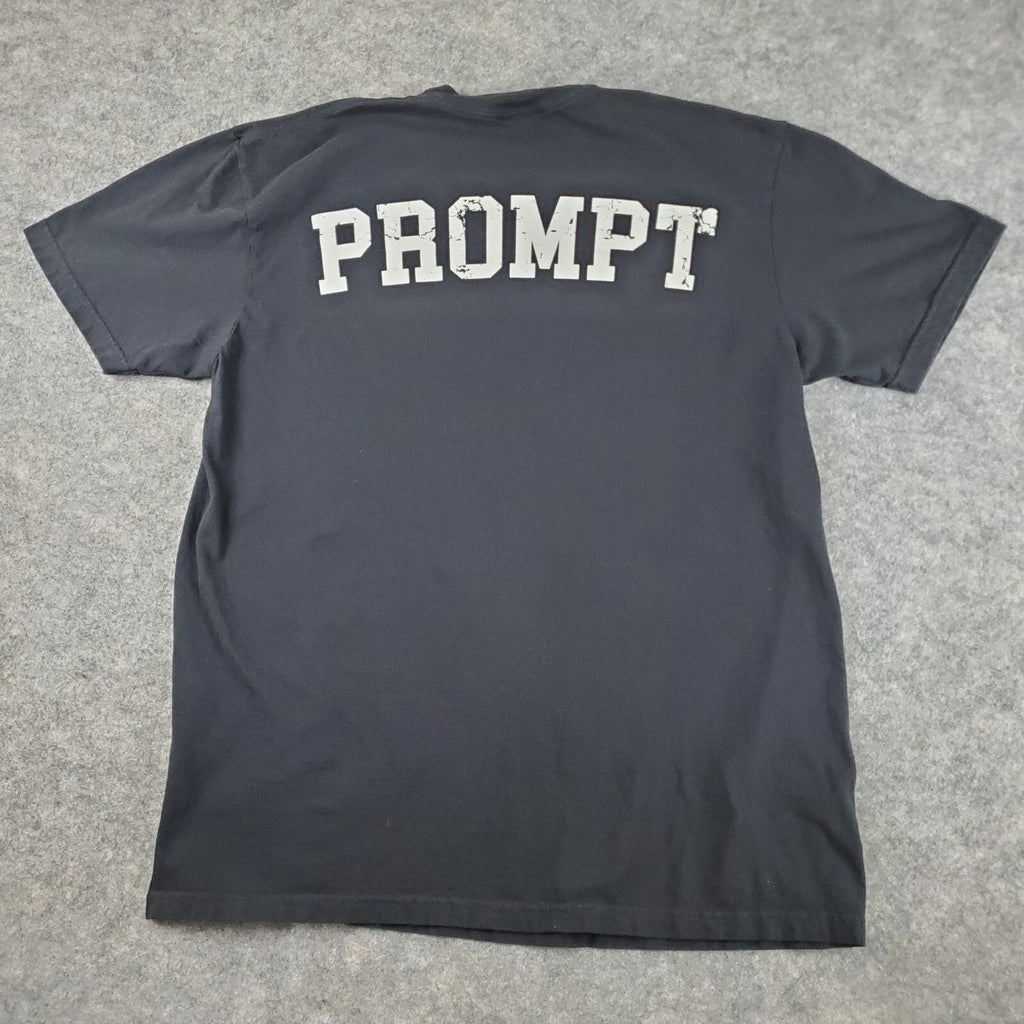 Prompt University Shirt Mens Large Black Crew Neck Short Sleeve Graphic Stretch