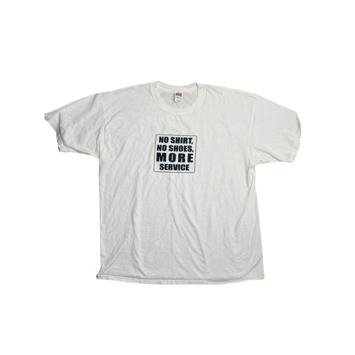 VTG Anvil Funny Graphic T-Shirt 2XL White No Shirt No Shoes More Service Tee