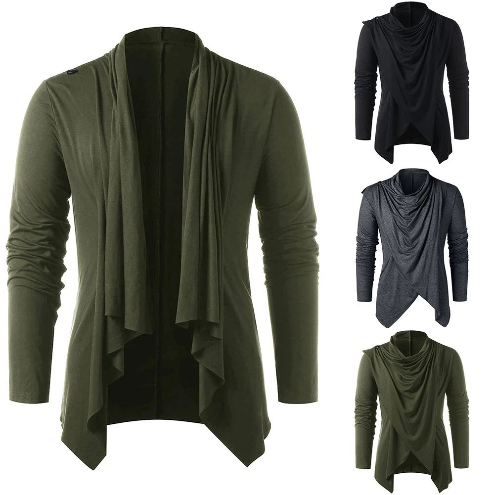 Asymmetrical Design Long Sleeve Cardigan for Men with Stylish Shawl Collar