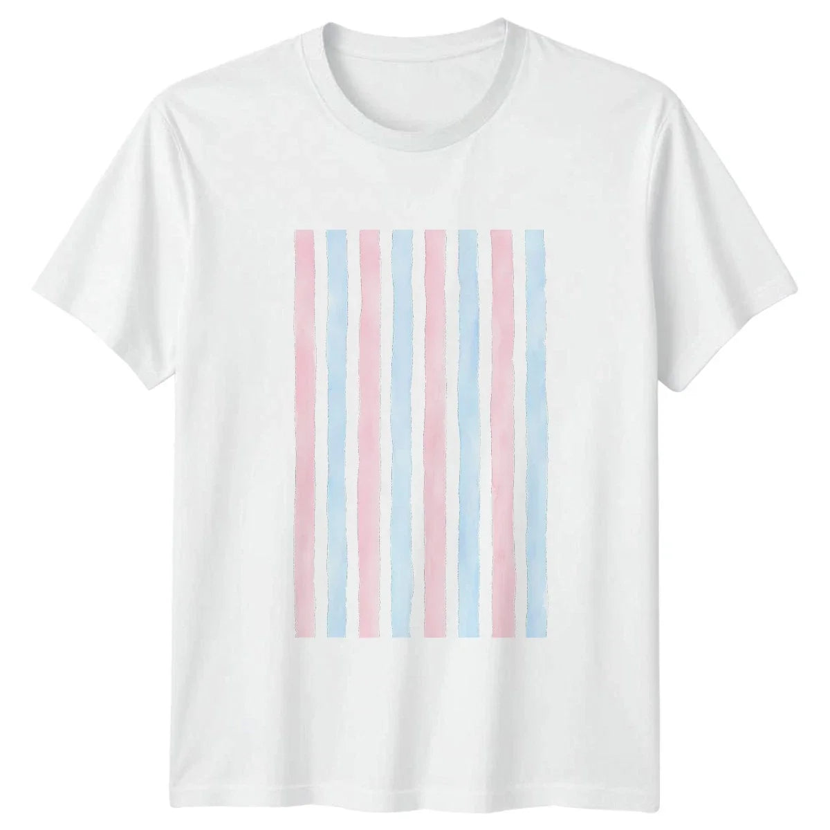Pastel Pink Blue Black Stripe T-Shirt Preppy Summer Pattern Gift For Him And Her