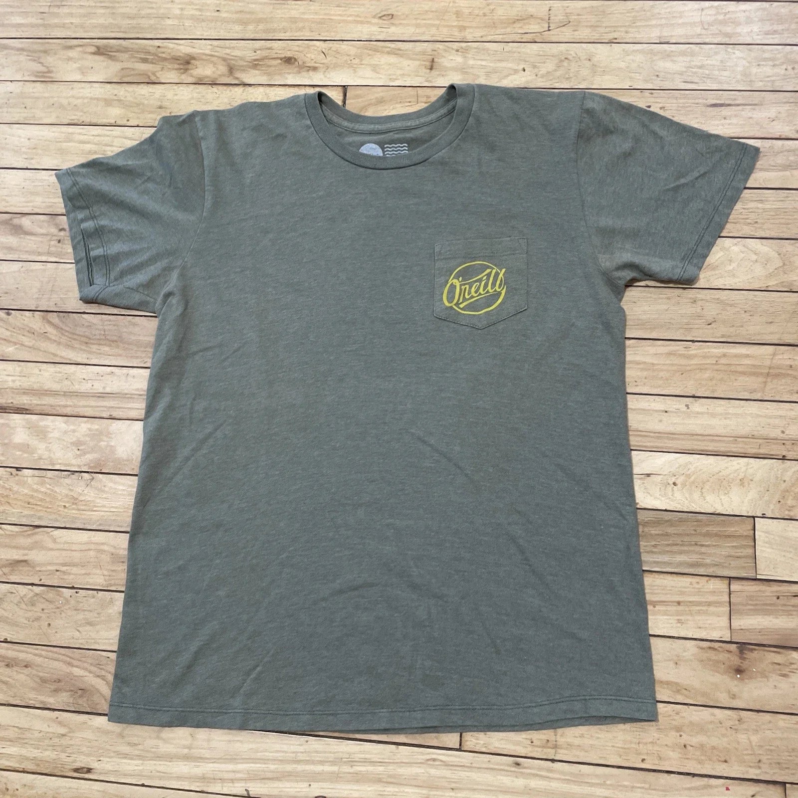 O'Neill Y2k Surf Shirt Men M Modern Fit Olive Green Yellow Graphic Tee 40"