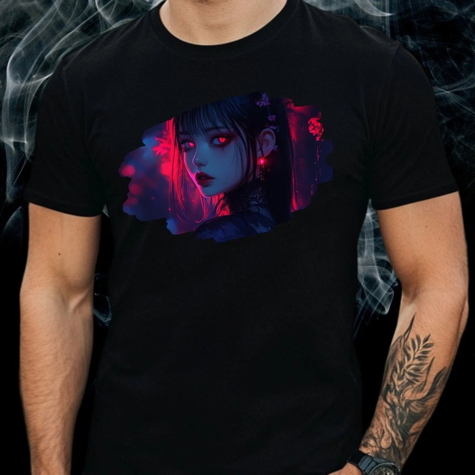 Mens Horror Anime Girl Theme Cotton T-Shirt Size XS to 5XL