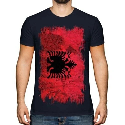 ALBANIA GRUNGE FLAG MENS T-SHIRT TEE TOP SHQIPËRIA FOOTBALL ALBANIAN GIFT SHIRT