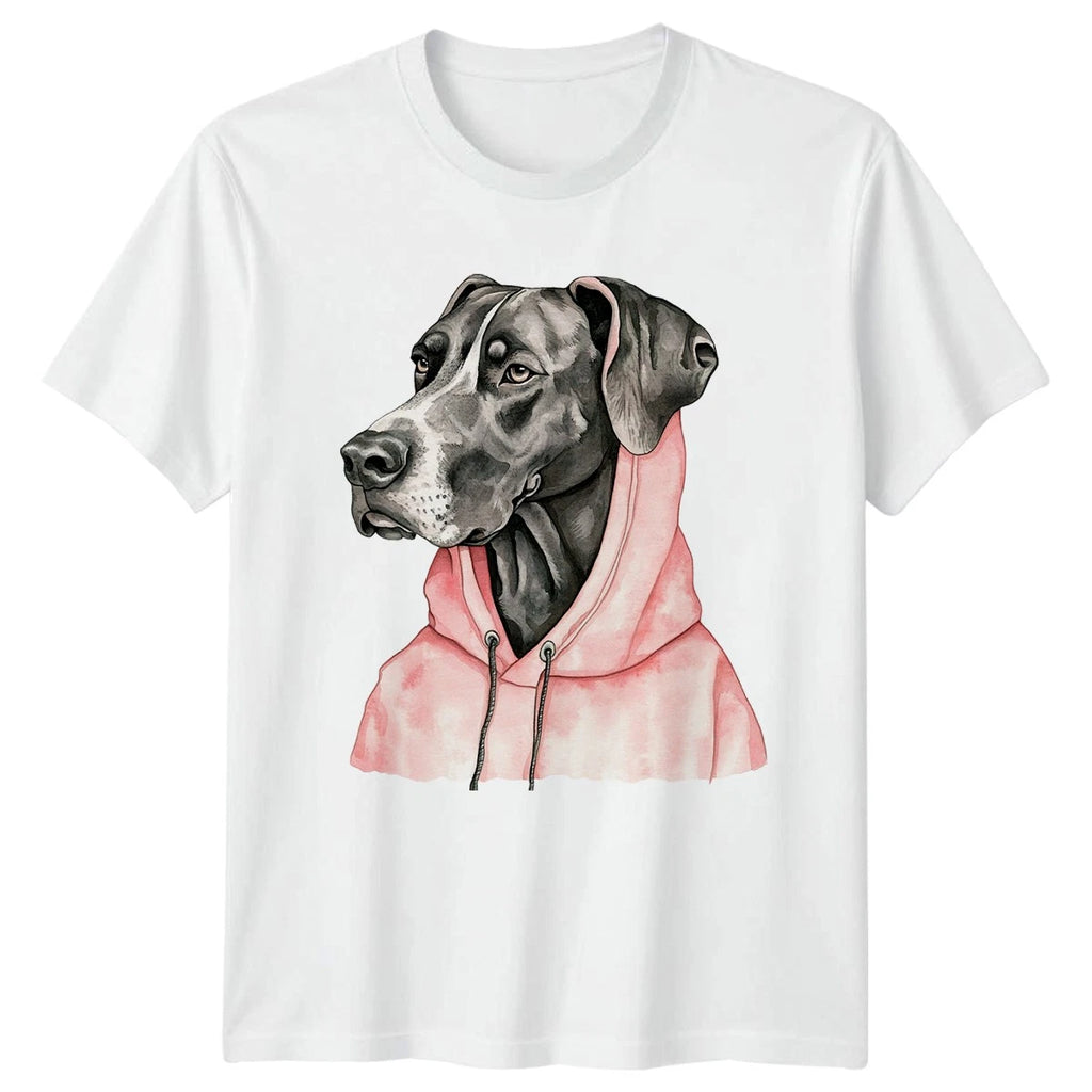 Stylish Dog Wearing Pink Hoodie T-Shirt Great Dane Dog Lovers Gift