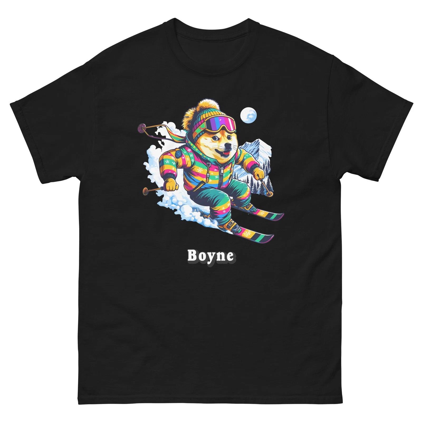 Boyne Doge Skiing Funny Ski Skier Dog Meme Cute Shirt T-Shirt