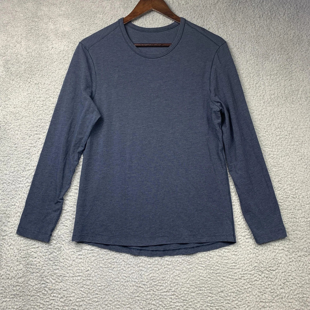 Lululemon Shirt Mens Large Blue Long Sleeve Crew Neck Soft Stretch Athletic Logo