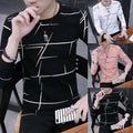 Stylish Slim Fit Long Sleeve T Shirt Men's Print Blouse Pullover with Crew Neck