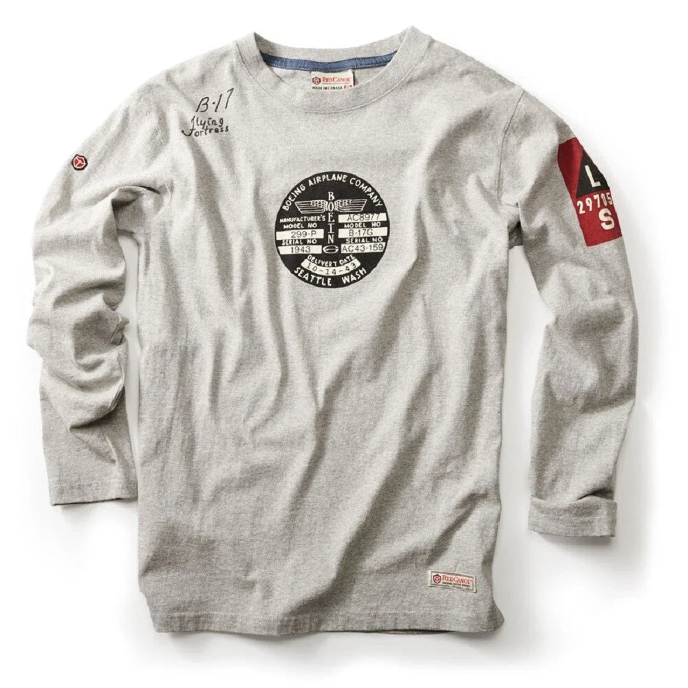 Red Canoe B-17 Long Sleeve T-Shirt -  Gray