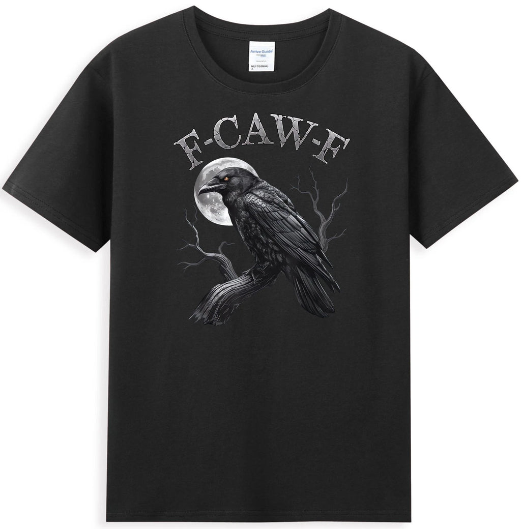 Black Crow F-Caw-F Funny Black Bird Moon Gothic Pattern Men's T-Shirt