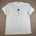 Embroidered Blue Rose Tee Mens L White Floral Streetwear Graphic Shirt