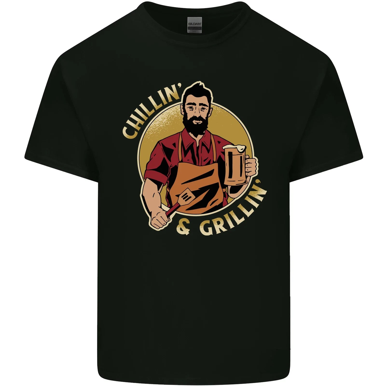 Chillin & Grillin Funny BBQ Beer Camping Mens Light Cotton T-Shirt