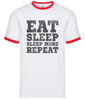 Eat Sleep More Repeat - Mens Ringer - Sleeping Funny Teen Tired Bed