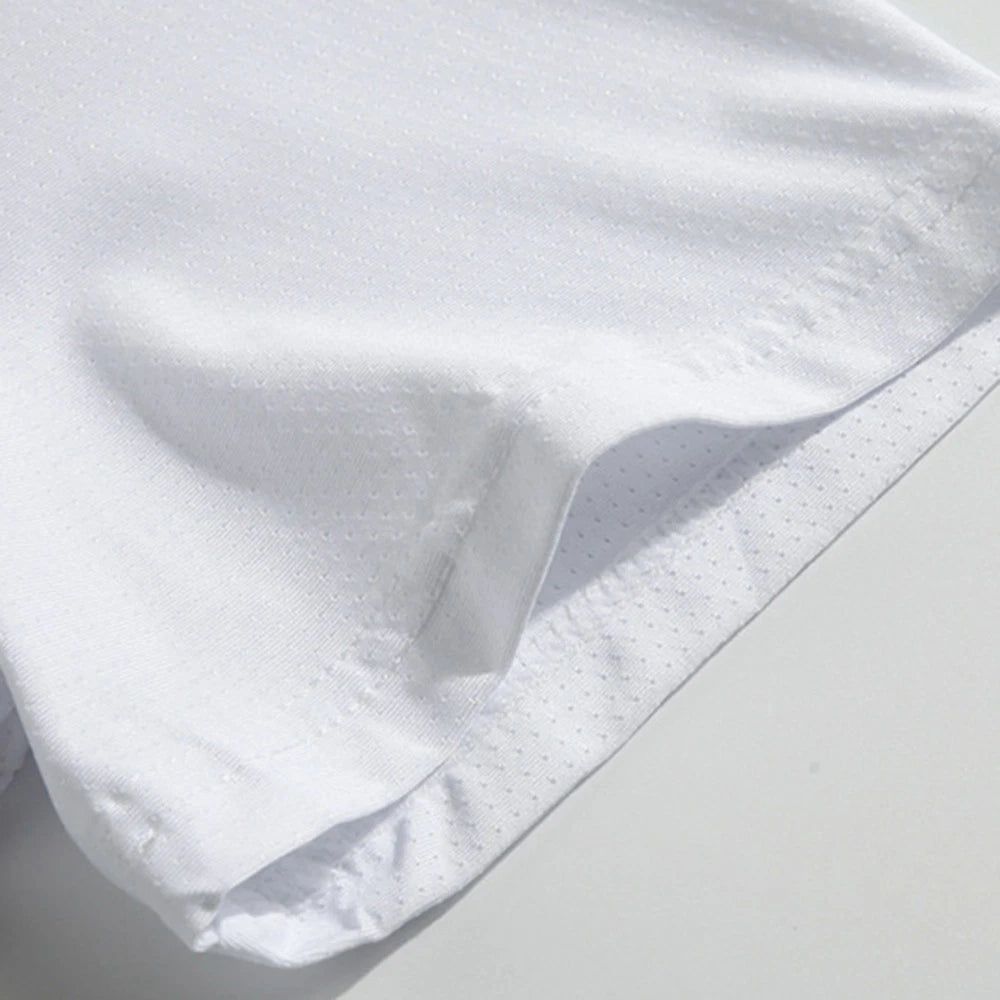 Mens Thin Polyester Quick Dry Short Sleeve Casual Top Round Neck for Daily Wear