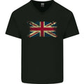 Distressed Great Britain Flag Union Jack UK Mens V-Neck Cotton T-Shirt