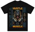 Gorilla Hustle Muscle T-Shirt Gym Streetwear Bodybuilding Graphic Tee Black UK