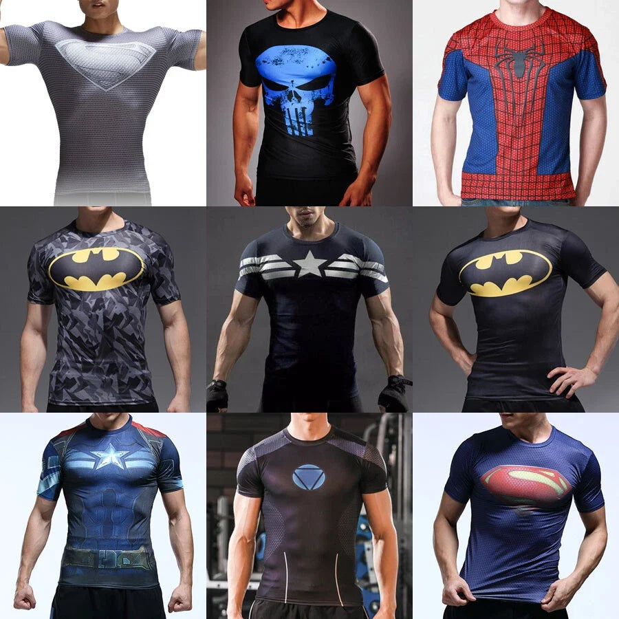 Comics SUPERHERO Mens Short Sleeve T-Shirt Sports Tops Biker Casual Shirt Running Top
