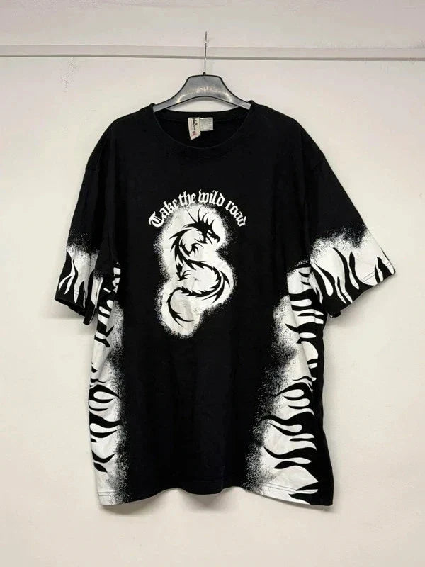 Eddie Bauer Tribal Tattoo Dragon Y2K Style T-Shirt size Large