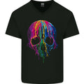 Melting Skull Biker Motorcycle Gothic Mens V-Neck Cotton T-Shirt