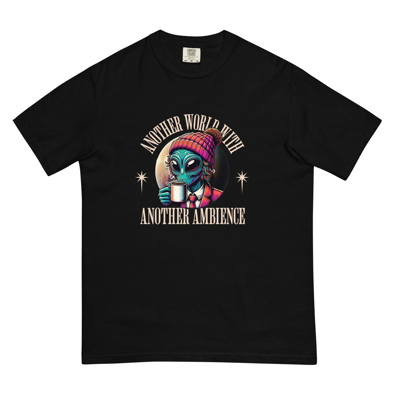 Hipster Alien Drinking Coffee Unisex garment-dyed heavyweight t-shirt S - 4X