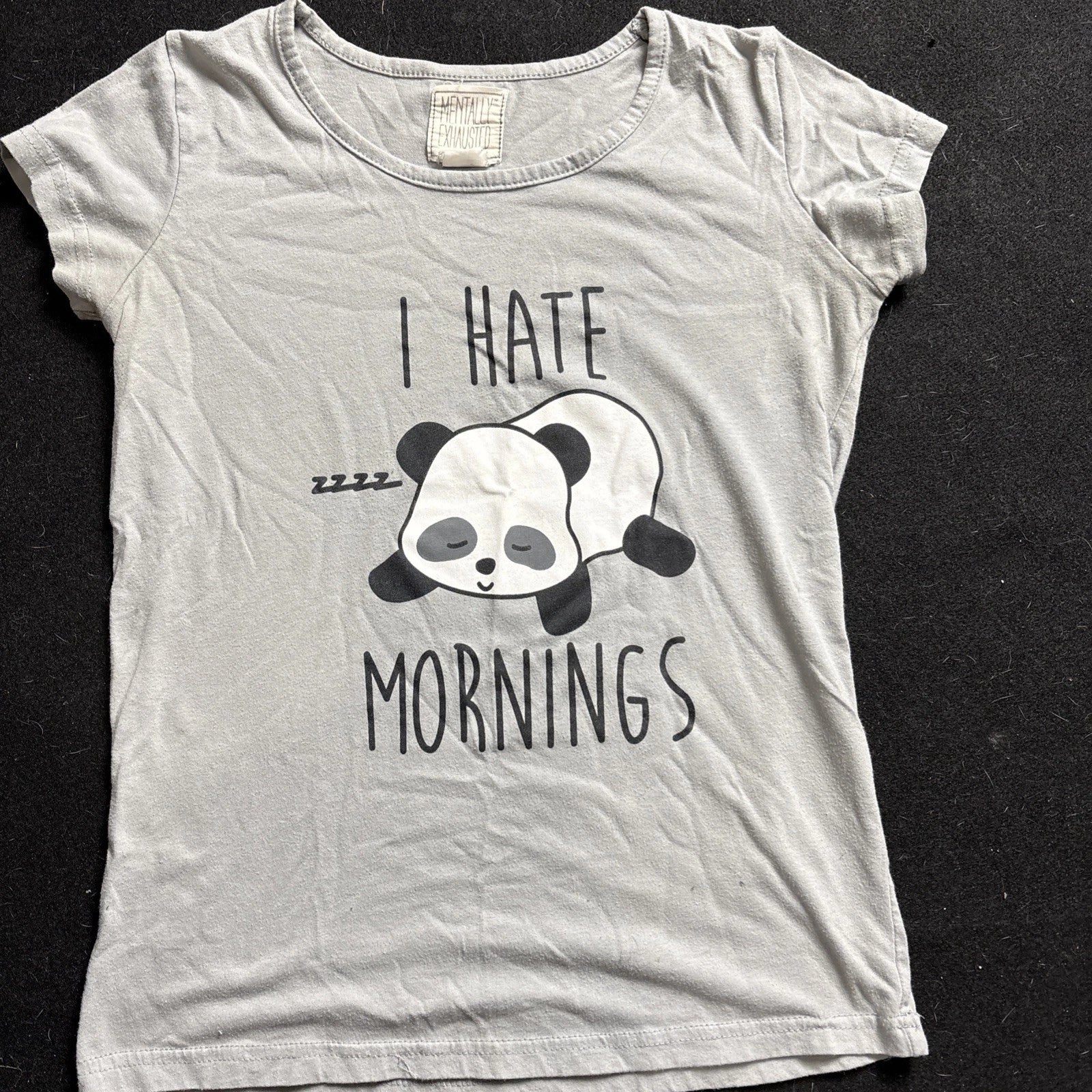 I Hate Mornings Sleepy Lazy Present Gift Panda Womens  T-Shirt Small