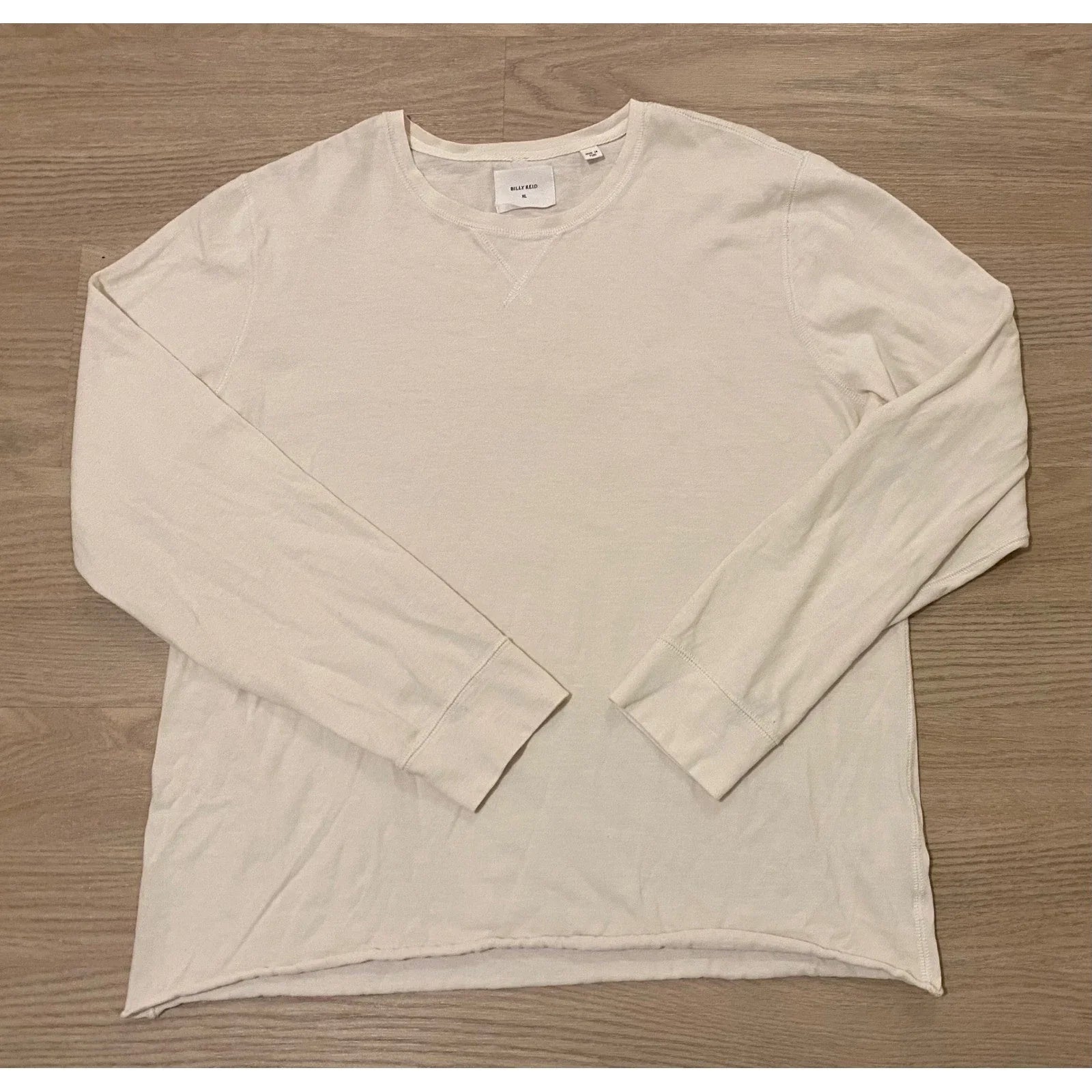 Billy Reid Dylan Crew Neck Long Sleeve Shirt XL Ivory Minimalist Quiet Luxury