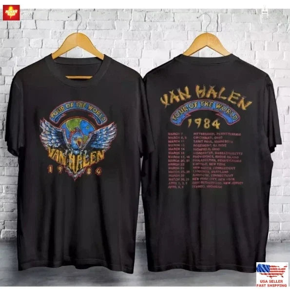 New Arrival Vintage 1984 Van Halen Tour Of The World For Men Women Unisex TShirt