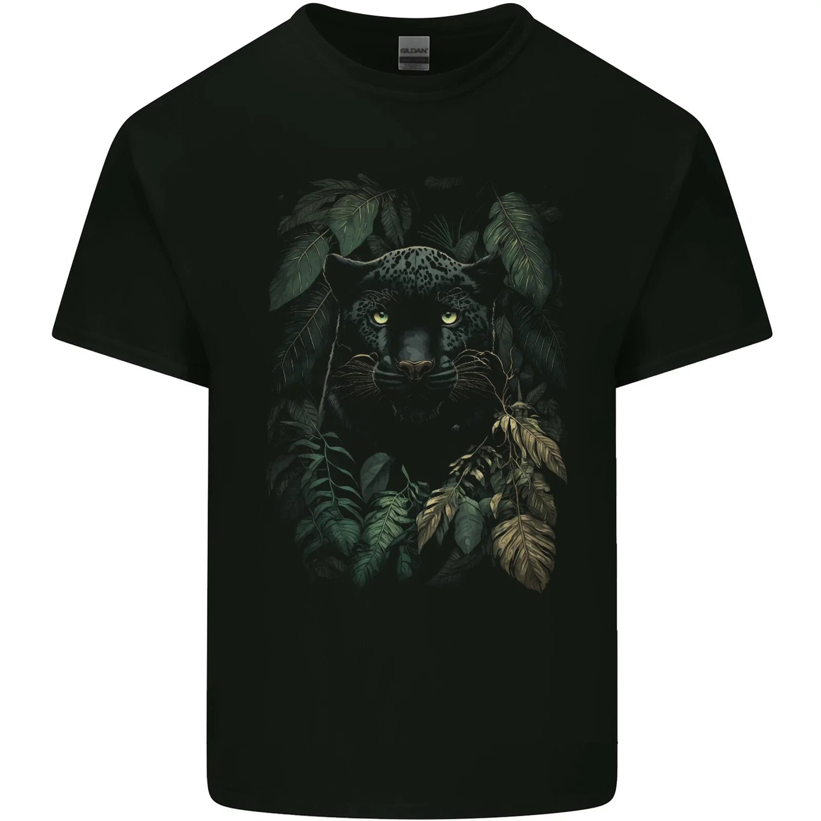 A Black Jaguar Wild Cat Mens Cotton T-Shirt Tee Top