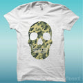 T-Shirt Skull Military White The Happiness Is Have My T-Shirt New