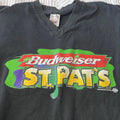 Vintage 1995 Budweiser St. Pat’s V-Neck 3/4 Sleeve Shirt Adult M/L Black EUC
