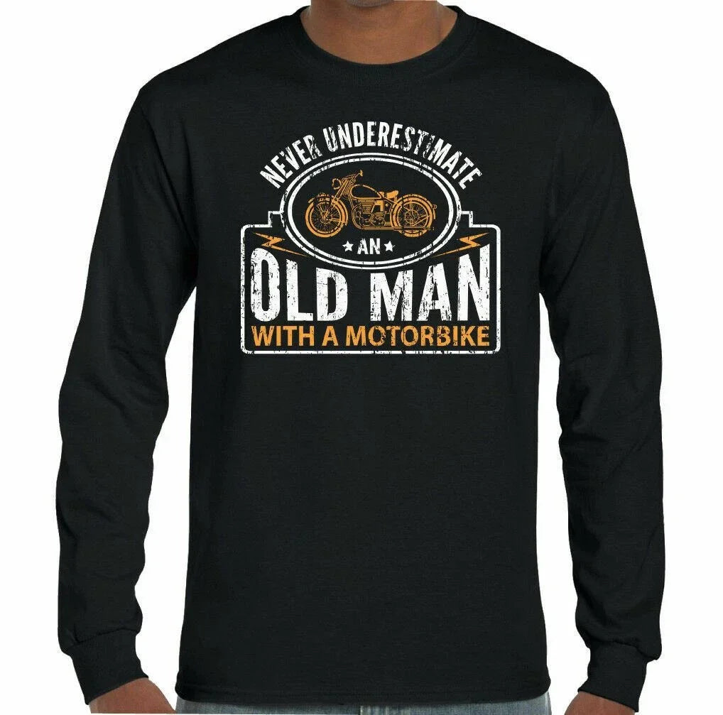 Never Underestimate An Old Man With A Motorbike - Mens Funny Biker T-Shirt