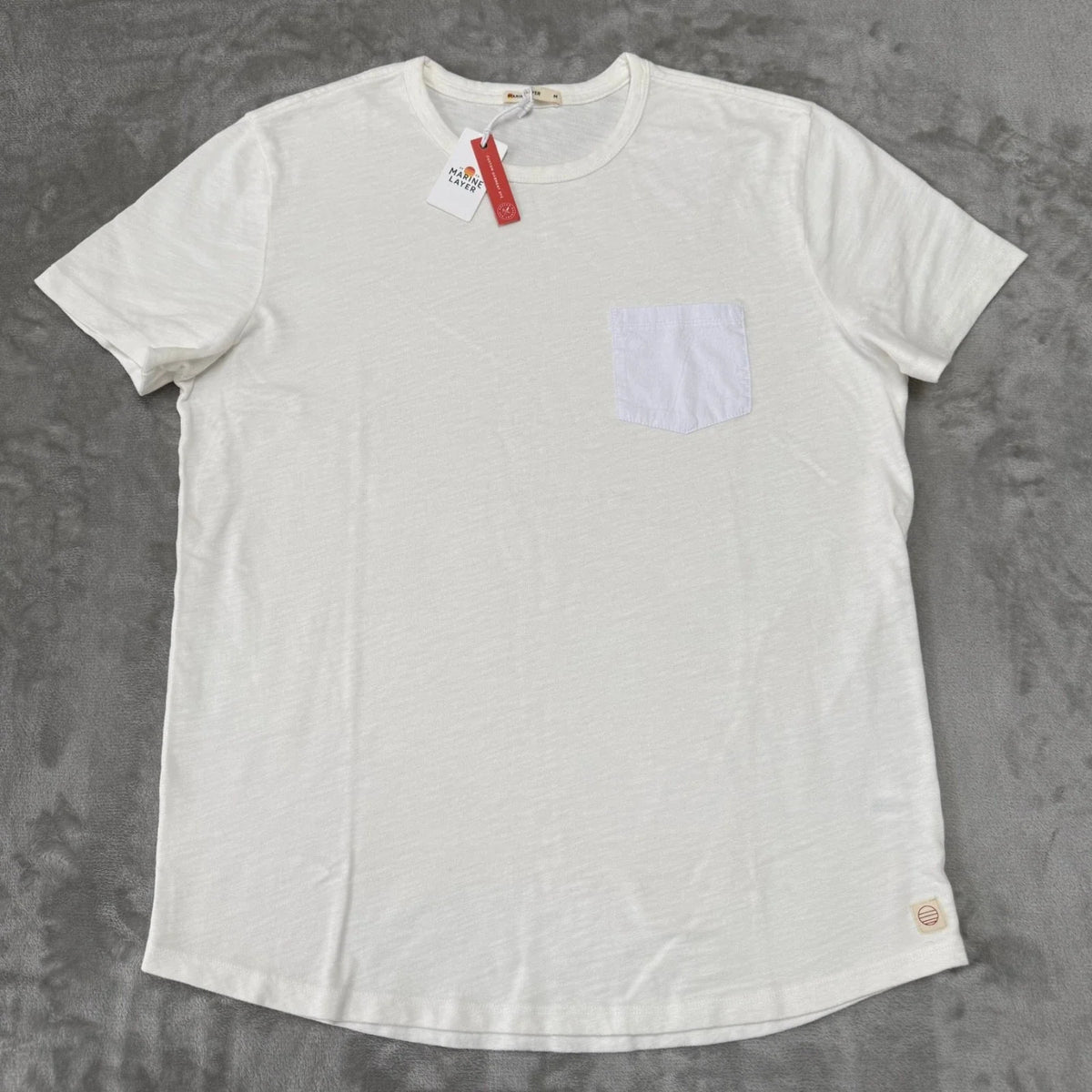 Marine Layer Heavy Slub Pocket Tee T-Shirt Mens Medium Antique Cream New NWT