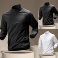 Men's Regular Length Long Sleeve Half-Zip Tee Stand Collar for Daily Wear