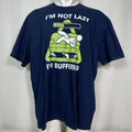 I'm Not Lazy I'm Buffering Geek Funny Navy Blue Green T-Shirt Men's 3XL