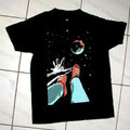 VTG Rare Retro Graphic T- shirt Allroit Small black floating space earth climate