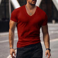 Mens Summer Tops Short Sleeve Muscle T Shirt Men Slim Fit V Neck Blouse Work Tee