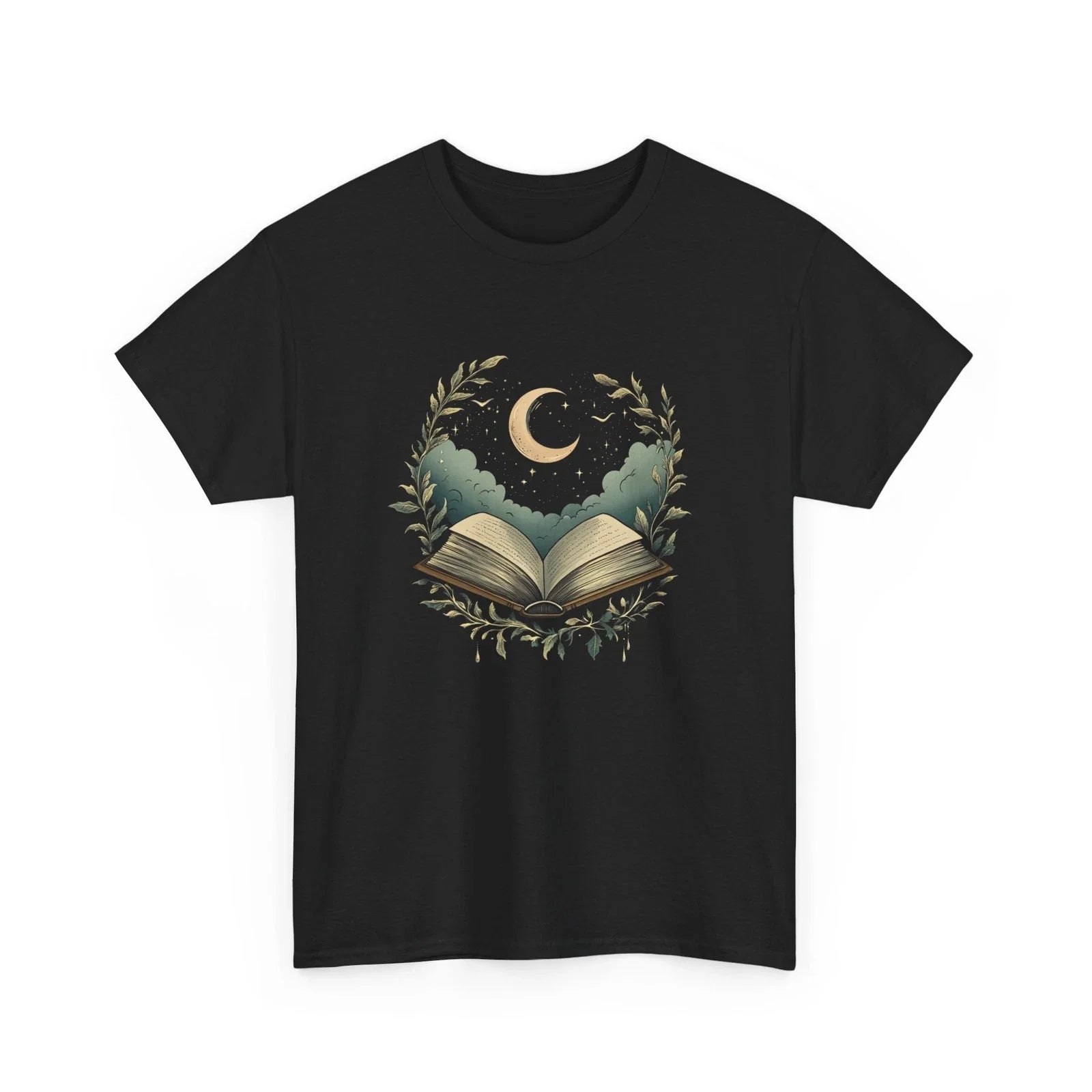 Book T-Shirt | Funny Reading Shirt | Mystical Book Boho Moon Leaf Shirt