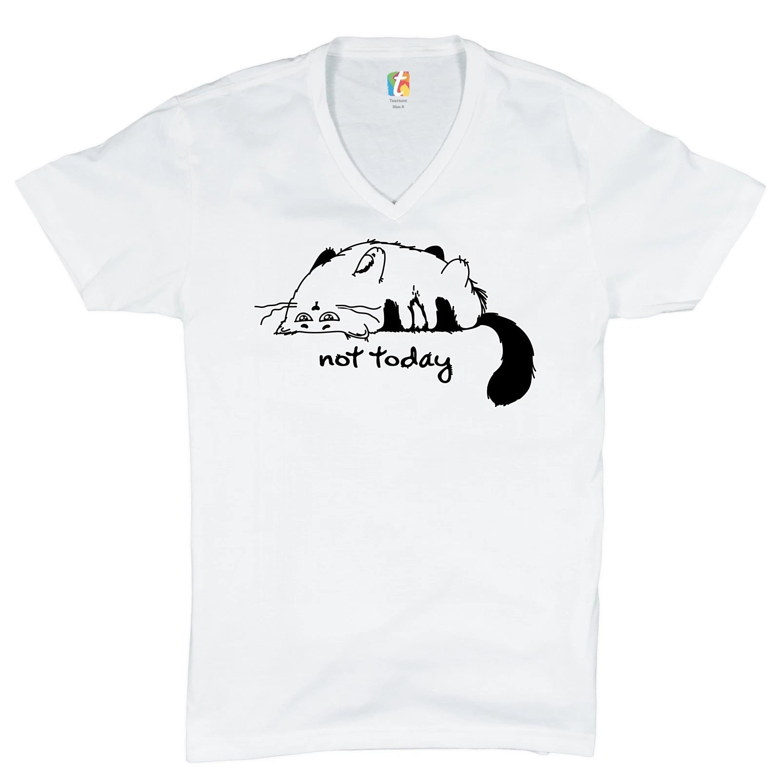 Lazy Kitty Not Today V-Neck T-shirt Kitten Cat Lovers Funny Tee