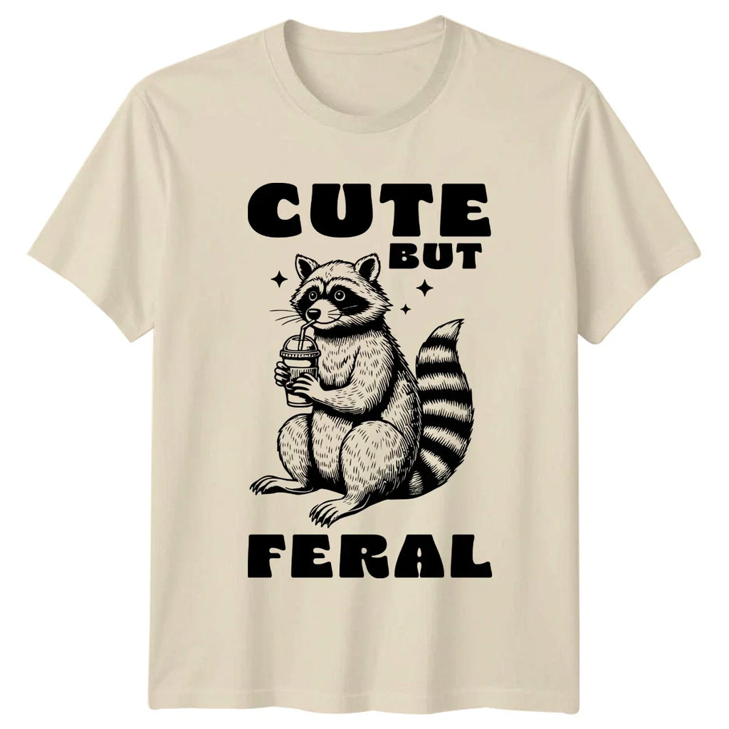 Cute But Feral Raccoon T-Shirt, Funny Animal Pun Tee