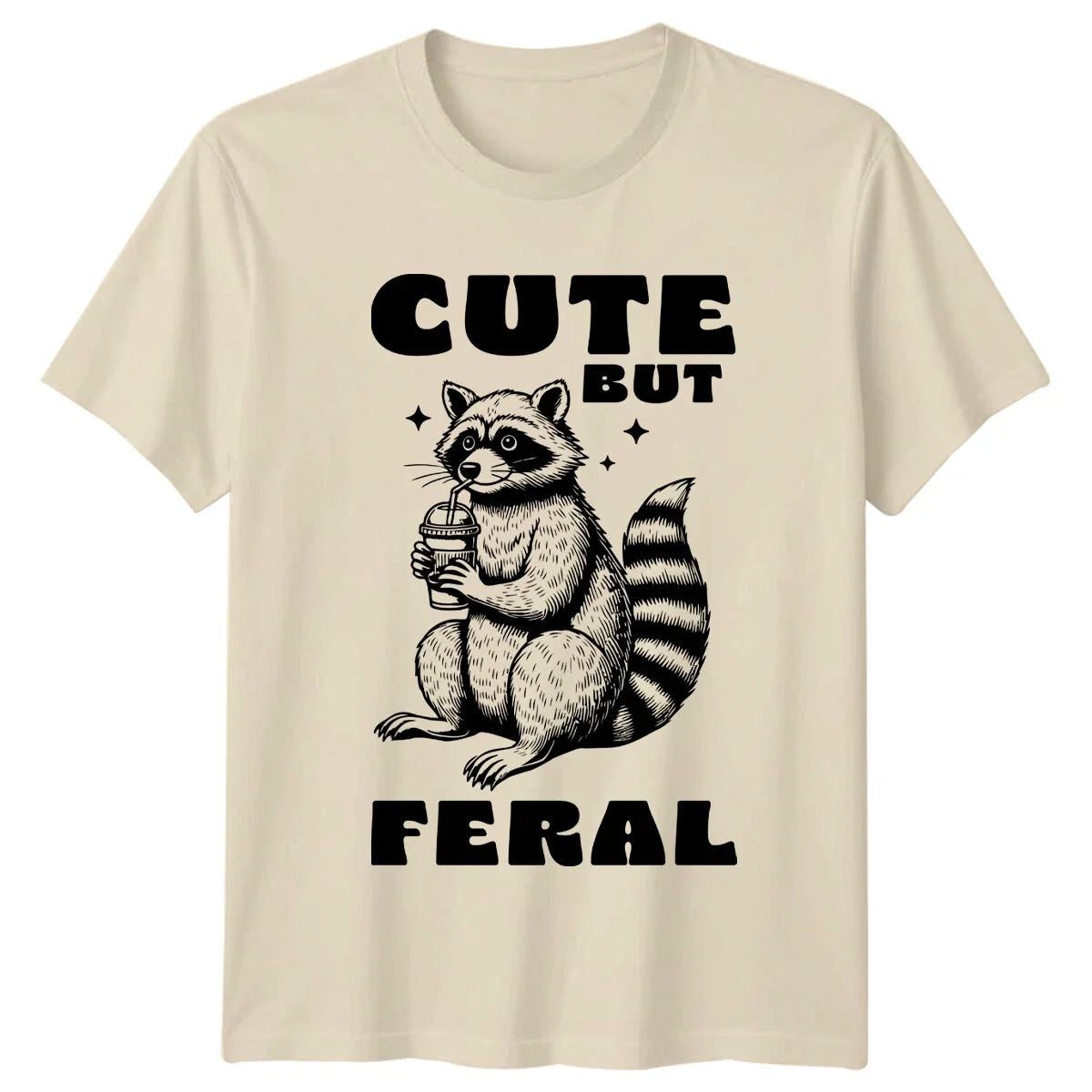 Cute But Feral Raccoon T-Shirt, Funny Animal Pun Tee