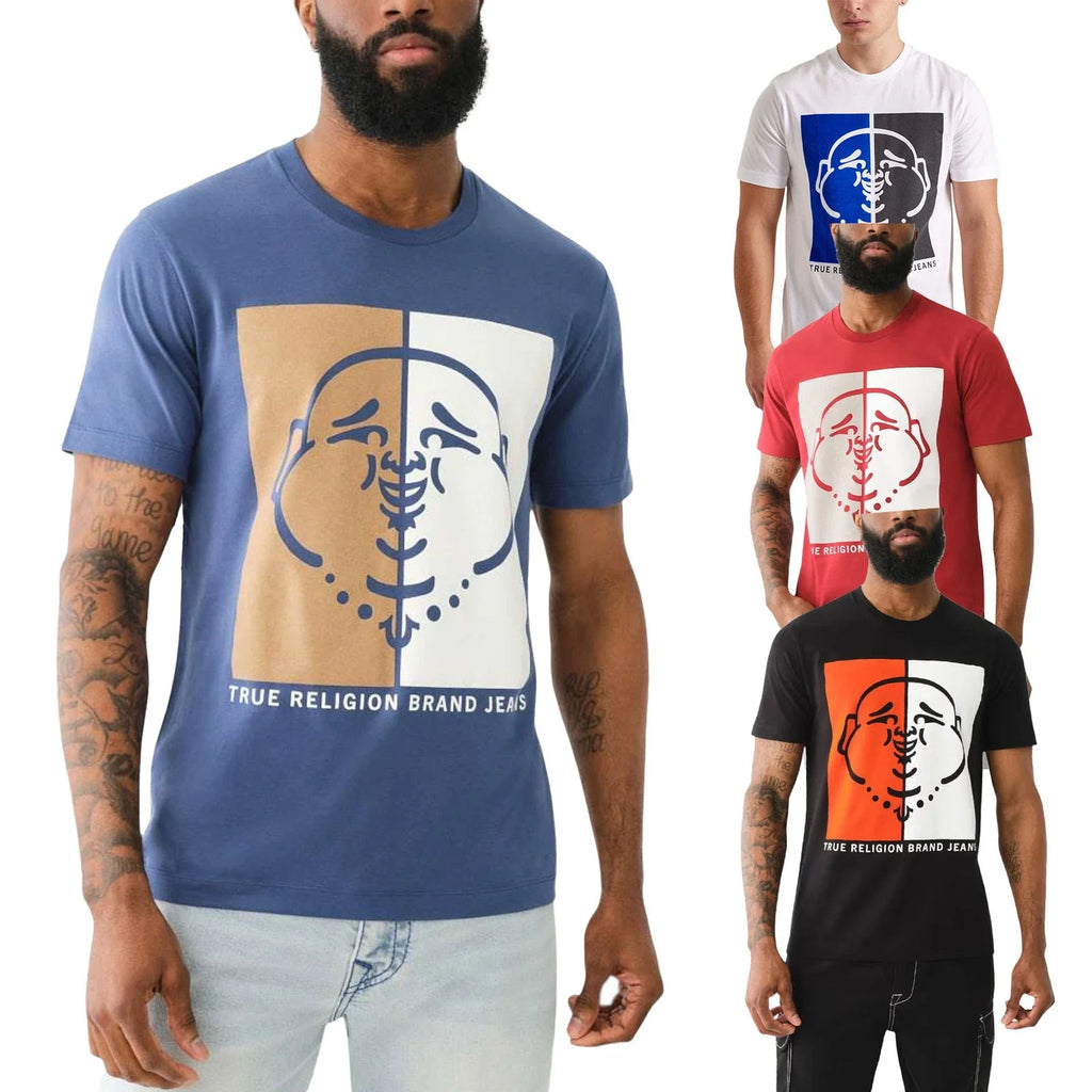 True Religion 108323 Mens Graphic T Shirts Logo Crew Neck Half Sleeve Cotton Tee