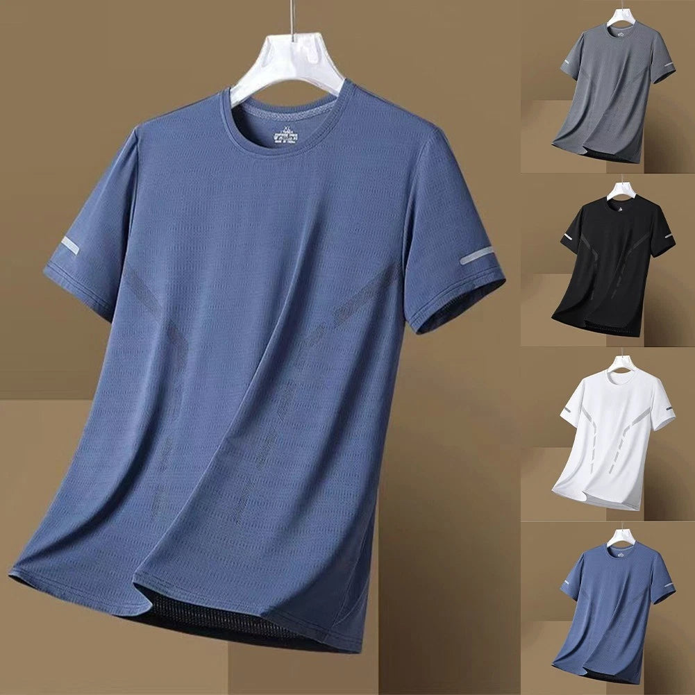 Loose Fit Ice Silk Men's T Shirt Quick Dry Short Sleeve Casual Daily Wear Top