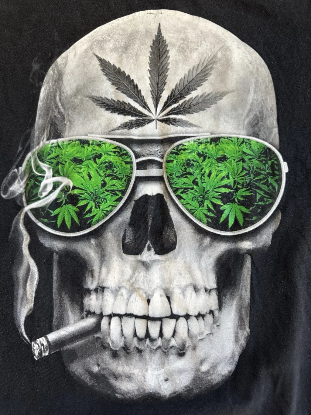 Skull Face Rare Graphic Art T Shirt Black sz Large Short Sleeve Cotton L Y2K