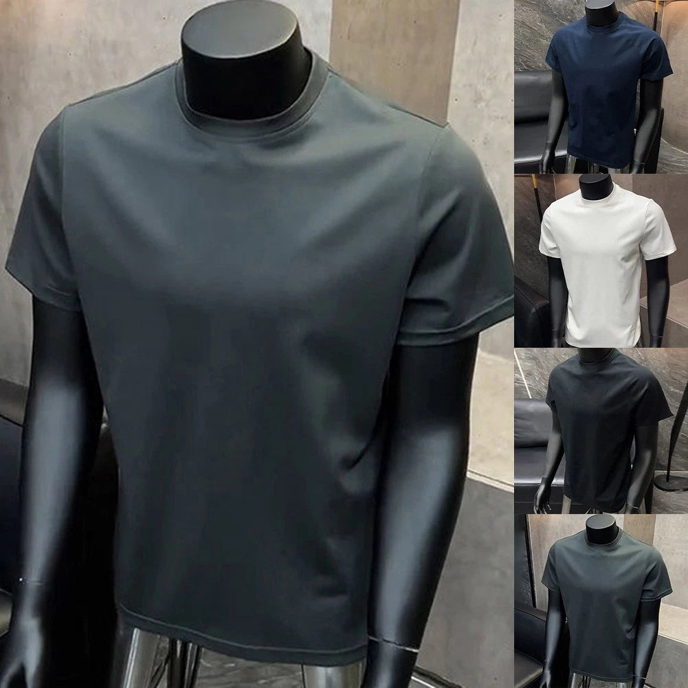 Mens Short Sleeve Pullover Crew Neck Tee Casual Top For Daily Wear Streetwear
