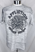 Y2K Affliction American Customs Indian Skull Two Sided Premium Gray T-Shirt XL