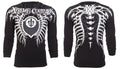 Xtreme Couture AFFLICTION Men's Long Sleeve THERMAL Shirt VERTEBRAE Biker Black