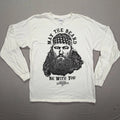 Gildan Duck Dynasty Shirt Mens L White May The Beard Be With You Long Sleeve