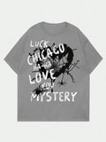Grunge Punk Men Letter Graphic Tee Vintage School Style Streetwear Aesthetic