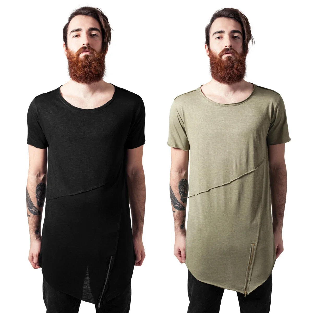 Urban Classics Long Open Edge Zip Front Tea Mens Cotton T-Shirt Jille Jumpsuit