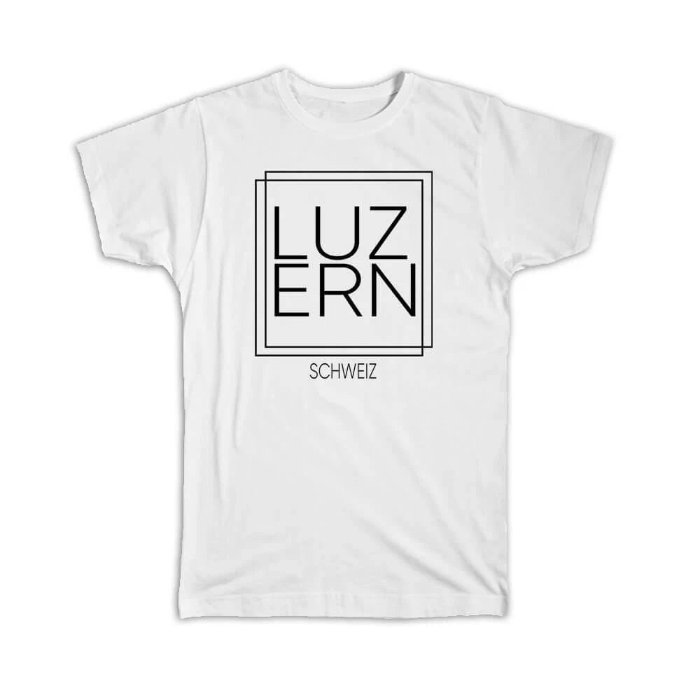 Gift T-Shirt : LUZERN Switzerland Square Modern Minimalist Font